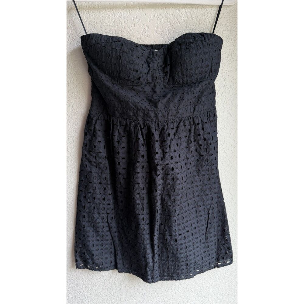 2012 American Eagle Black Eyelet Bustier Mini Dress Size 6 Spaghetti Strap